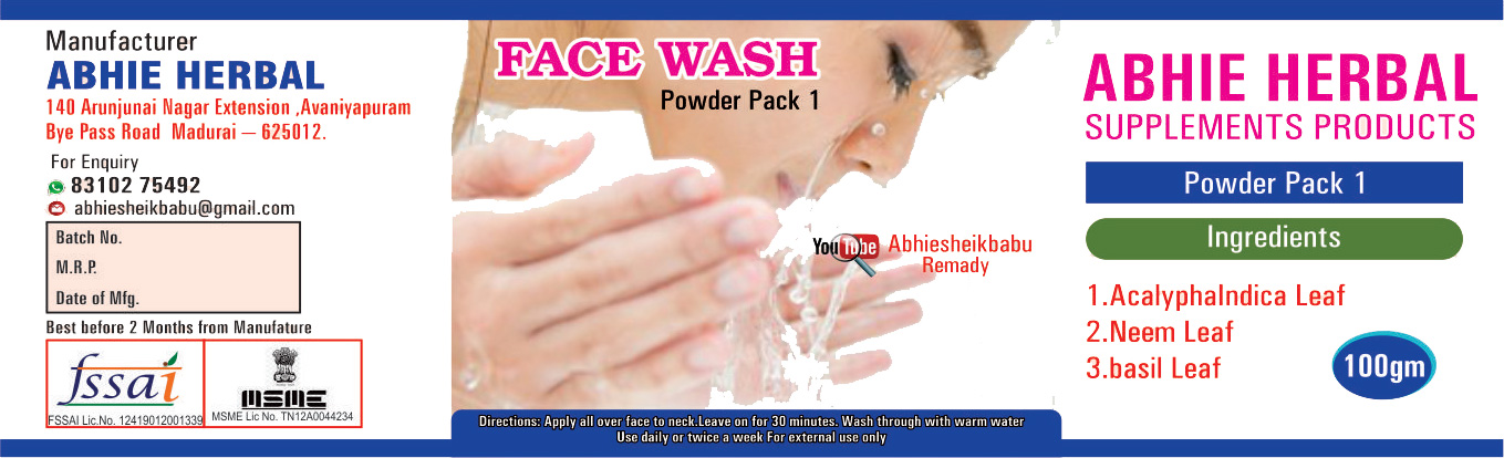 abhie herbal face wash powder pack 1